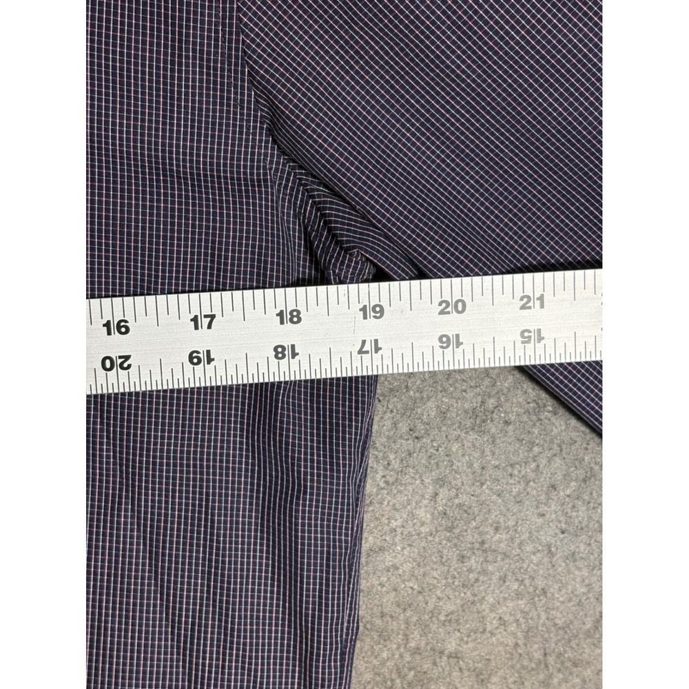 John Varvatos USA Mens Slim Fit Button Down Shirt Navy Blue Micro Check 16 32/33 - Picture 11 of 12